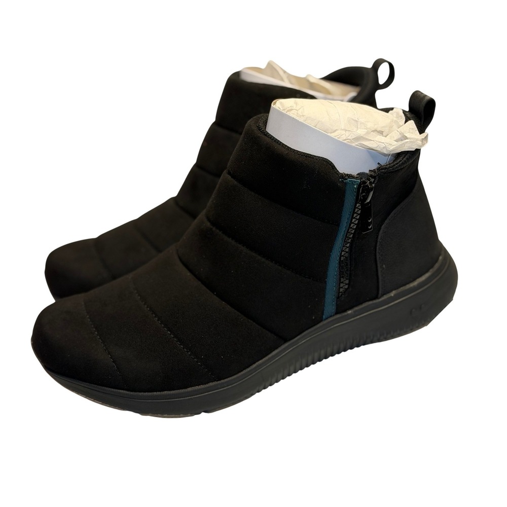 Ryka Paragon Water-Repellent Side-Zip Boots Black Quilted Wide Ankle Women 10W